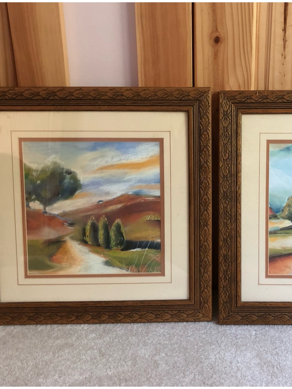 Vintage Countryside Landscape Wood Framed Art Set